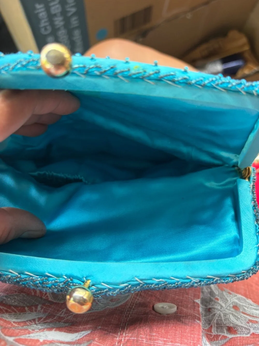 Lite blue beaded purse with clap